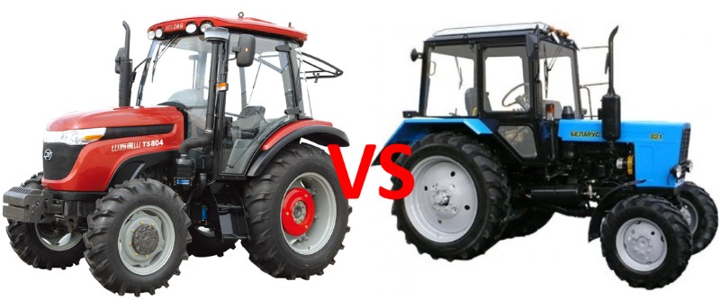 Сравнение китайского трактора Wuzheng TS 804 и белорусского трактора МТЗ 82.1